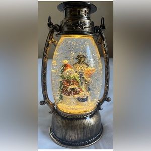Snow globe with snowman in lantern 9”With Christmas Led Light And Music